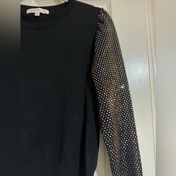 Madison + Hudson Long-Sleeve Shiny Sleeve Sweater Top - Picture 3 of 4